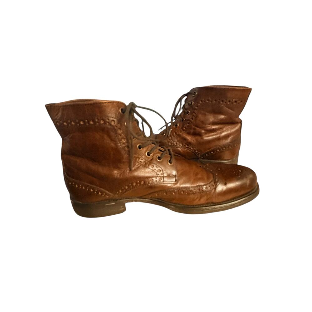 Aston Grey Men's Brown Leather Wingtip Brogue Lace-Up Ankle Boots sz 10 - Picture 5 of 10